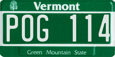 VT license plate POG114