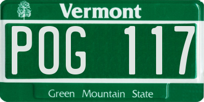 VT license plate POG117