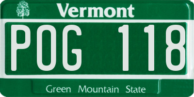 VT license plate POG118