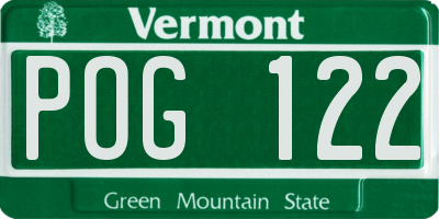 VT license plate POG122