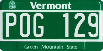 VT license plate POG129