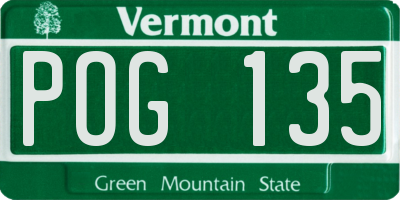 VT license plate POG135