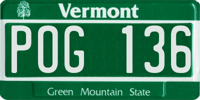 VT license plate POG136