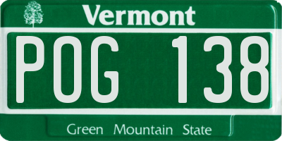 VT license plate POG138