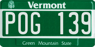 VT license plate POG139