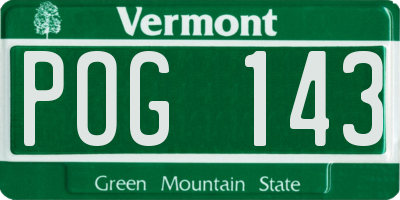 VT license plate POG143