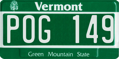 VT license plate POG149