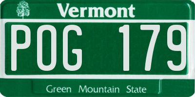VT license plate POG179