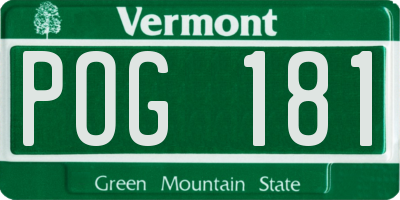 VT license plate POG181