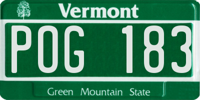 VT license plate POG183