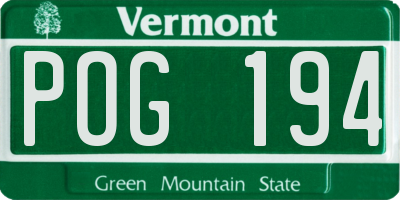VT license plate POG194