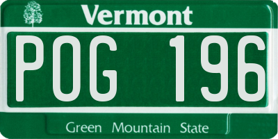 VT license plate POG196