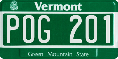 VT license plate POG201