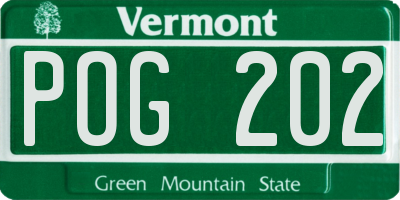 VT license plate POG202