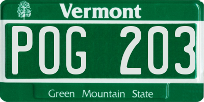 VT license plate POG203
