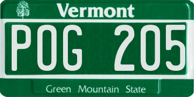 VT license plate POG205
