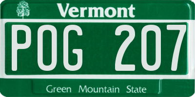 VT license plate POG207