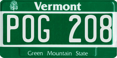 VT license plate POG208