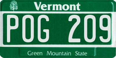 VT license plate POG209