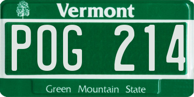 VT license plate POG214