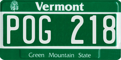 VT license plate POG218