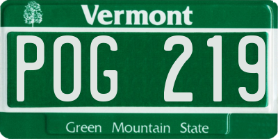VT license plate POG219