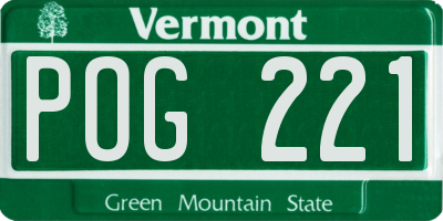 VT license plate POG221
