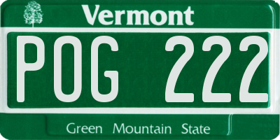 VT license plate POG222