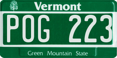 VT license plate POG223
