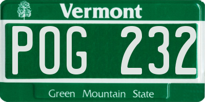 VT license plate POG232