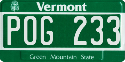 VT license plate POG233