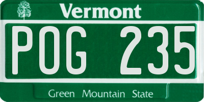 VT license plate POG235
