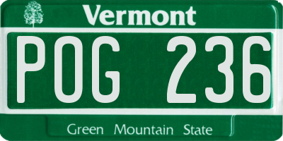 VT license plate POG236
