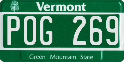 VT license plate POG269