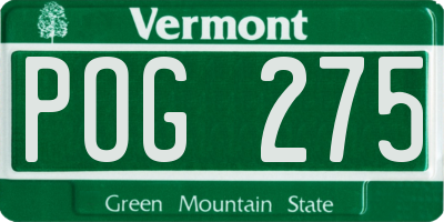 VT license plate POG275