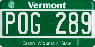 VT license plate POG289
