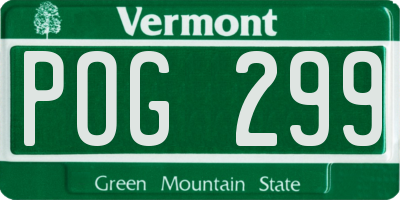 VT license plate POG299