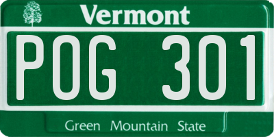 VT license plate POG301
