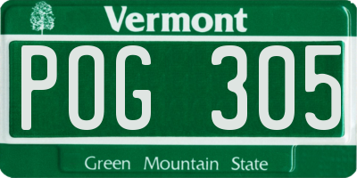 VT license plate POG305