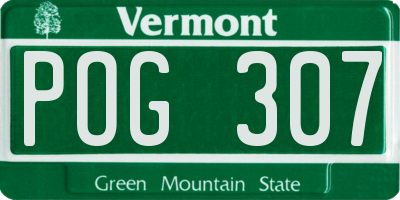 VT license plate POG307