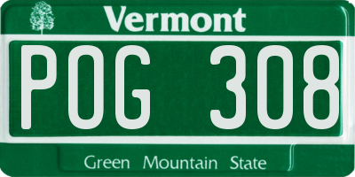 VT license plate POG308