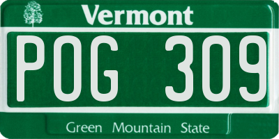 VT license plate POG309