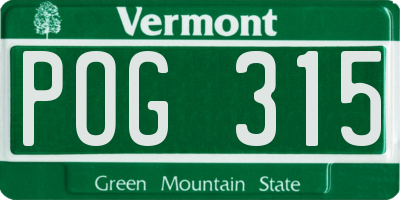 VT license plate POG315