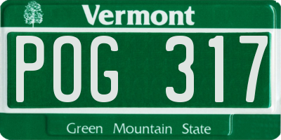VT license plate POG317