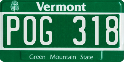 VT license plate POG318
