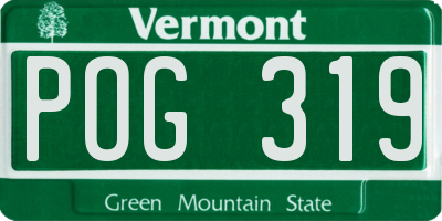 VT license plate POG319