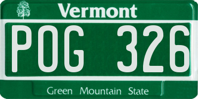 VT license plate POG326