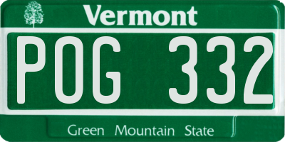VT license plate POG332