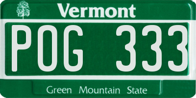 VT license plate POG333