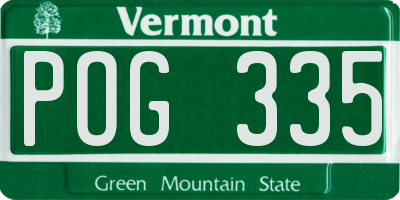 VT license plate POG335